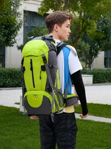 Outdoor 45+5L hiking backpack featuring professional ergonomic support system in green