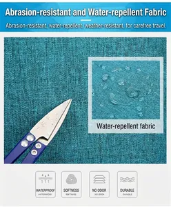 Detail showing waterproof and scratch-resistant fabric texture of the foldable backpack