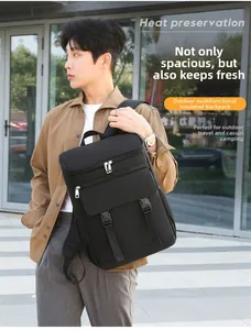 Outdoor thermal backpack shown on male model with focus on insulation for picnics