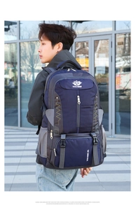 Detail view of 80L large capacity outdoor hiking backpack with durable nylon fabric