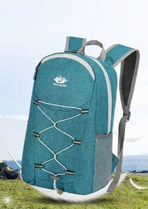 Lightweight foldable travel backpack in lake blue showing 0.18KG ultra-light design