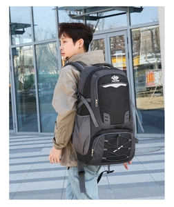Side view of large VANAHEIMR outdoor backpack featuring ergonomic padded shoulder straps