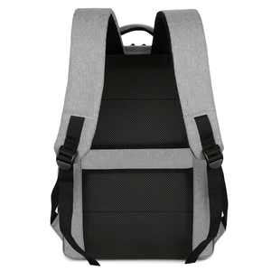 Grauer Business-Laptop-Rucksack mit atmungsaktivem Netzrücken und Kofferbefestigung