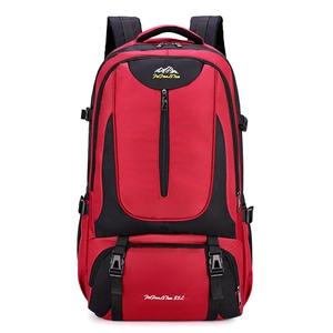 Red 85L high-capacity outdoor hiking backpack with waterproof nylon and durable straps