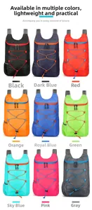 Collapsible waterproof outdoor backpacks in nine vibrant colors with mesh side pockets