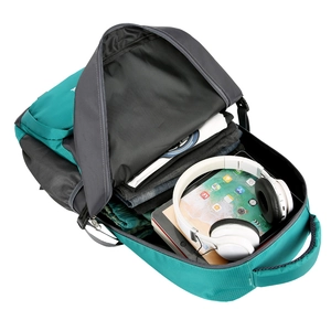 Waterproof large capacity outdoor hiking backpack in teal and grey for travel and commuting