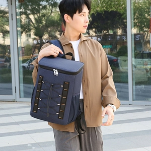 Mochila térmica azul marino de tela Oxford de gran capacidad con cordones ajustables