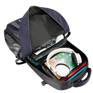 Deep blue large capacity travel backpack with spacious storage for laptop and clothes