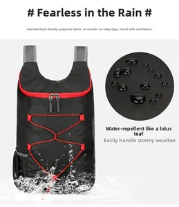 Detailed view of water-resistant high-density polyester fabric on a hiking backpack