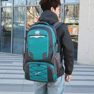 Outdoor hiking backpack VANAHEIMR with large capacity in teal and charcoal grey