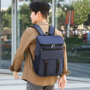 Deep blue insulated picnic backpack made of Oxford cloth for outdoor camping and hiking