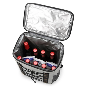 Mochila térmica gris de gran capacidad para bebidas y hielo con forro de aluminio