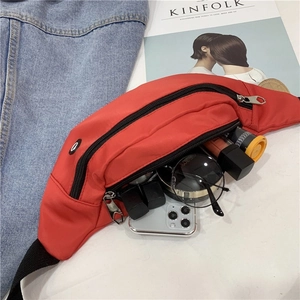 Helle rote Sport-Bauchtasche mit großem Fassungsvermögen und Doppelreißverschluss für draußen