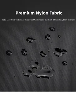 Macro detail of waterproof, oil-resistant and anti-fouling nylon fabric on black backpack
