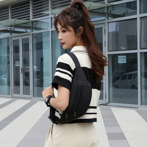 Vielseitige schwarze leichte Nylon-Brusttasche für Freizeit, Outdoor-Sport und Radfahren