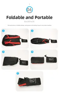Schritt-für-Schritt-Anleitung zum Falten des wasserdichten Rucksacks in Schwarz und Rot