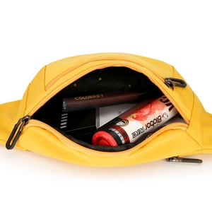 Vielseitige hellgelbe Nylon-Gürteltasche zum Radfahren mit schwarzem Reißverschluss und Innenfutter