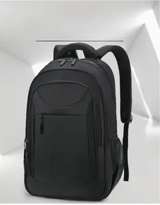 Detail of ergonomic S-shaped padded shoulder straps and side mesh pocket of business backpack