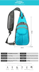 Size guide for hiking daypack with dimensions 19x38x6cm and water-resistant fabric details