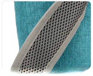 Close-up of padded breathable mesh shoulder straps on large capacity folding backpack