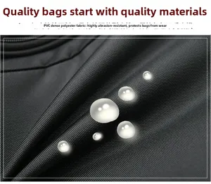 Detail of water-resistant PVC polyester fabric with high-density texture on business backpack