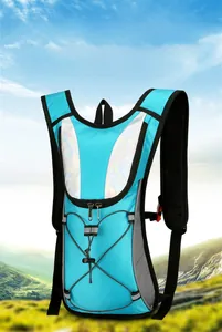 Outdoor hydration backpack with elastic cord system and reflective safety strips