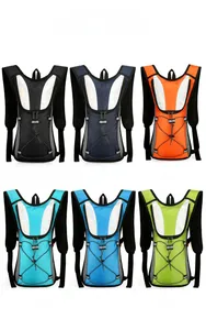 Waterproof cycling backpack showing six available colors in a high-quality product grid