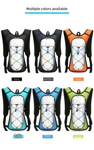 Outdoor cycling backpack set showing six vibrant colors with reflective front panels