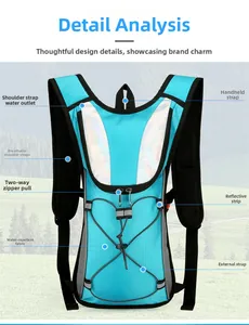 Close-up of waterproof cycling backpack with bungee cords and reflective strips
