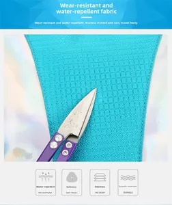 Close-up of waterproof lakeside blue ripstop fabric showing high scratch resistance