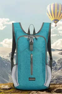 Macro view of water-resistant foldable cycling backpack with breathable mesh straps