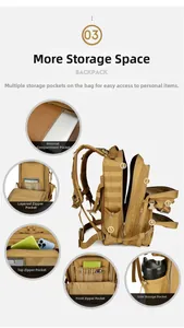 Tactical backpack with multi-layer compartments and MOLLE system for outdoor gear