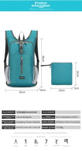 Waterproof foldable backpack detail showing lightweight fabric and 0.31kg weight