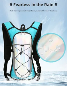 Waterproof high-density nylon cycling backpack with reflective material and water droplets detail