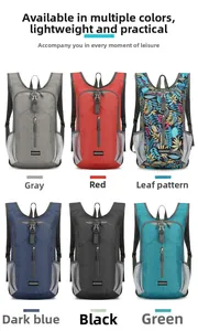 Selection of portable folding backpacks in six colors including floral print and solid tones