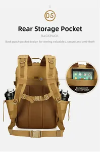 Tactical backpack with breathable mesh back panel and anti-theft hidden storage pocket