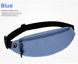 Sac banane de sport bleu résistant à l'eau avec prise écouteurs et sangle réglable