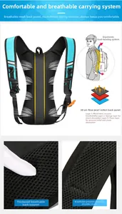 Detail of 3D breathable mesh back system with decompression foam for cycling backpack