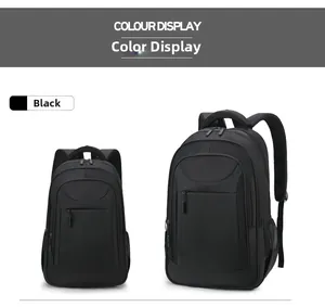 Black business commute backpack with multiple zipper compartments and mesh side pockets