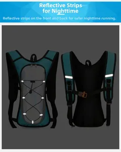 Detail view of reflective safety strips and breathable mesh on the outdoor cycling backpack