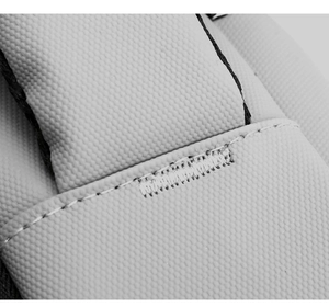 Close-up of the waterproof honeycomb fabric texture and durable reinforced stitching on backpack
