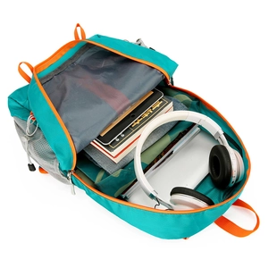 Foldable peacock green lightweight outdoor hiking backpack with spacious main compartment