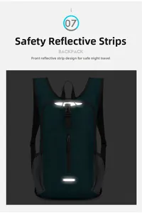 Detail view of the backpack showing high-visibility safety reflective strips for night cycling