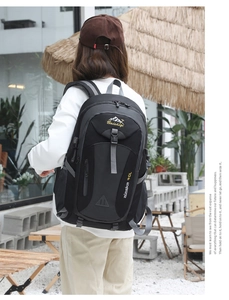 Outdoor 40L hiking backpack with ergonomic shoulder straps and side mesh pocket