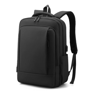 Waterproof black business laptop backpack with USB charging port for travel and commute