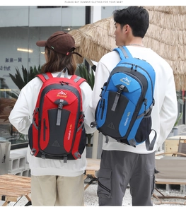 Outdoor 40L hiking backpack with durable nylon fabric and adjustable side mesh pockets