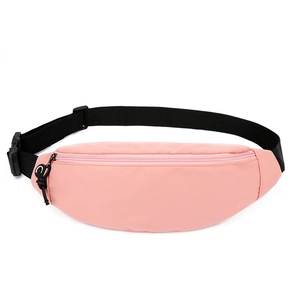 Sac banane de sport rose imperméable avec sangle noire réglable pour la course et en bandoulière