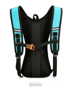 Breathable honeycomb mesh back and reflective strips on a blue outdoor cycling backpack