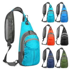 Men's Lightweight Water Resistant Nylon Sling Bag Outdoor Sport Chest Bag With Earphone Hole For Hiking Travel