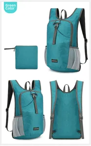 Vues multiples d'un sac à dos de cyclisme pliable et léger avec poches filet